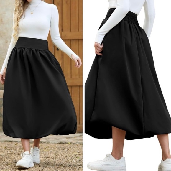 Emerson Lang Elegant Chic Modest Balloon
Midi Maxi Bubble Minimalist Skirt Large - Picture 6 of 15